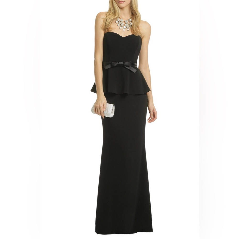 Badgley Mischka Black Strapless Maxi Dress